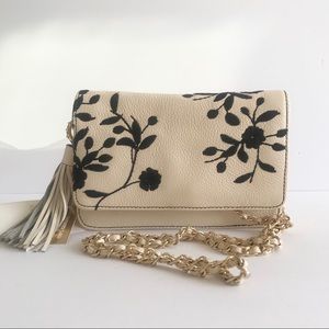 Aimee Kestenberg Cream Floral Crossbod Leather Bag